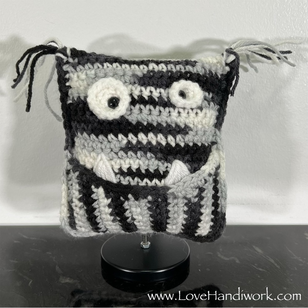NEW Handmade Crochet Mini Monster Tooth Fairy Pillow: